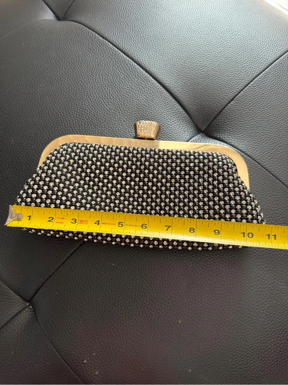 Rose Heart Black Rhinestone Crystal Evening Clutch⁠